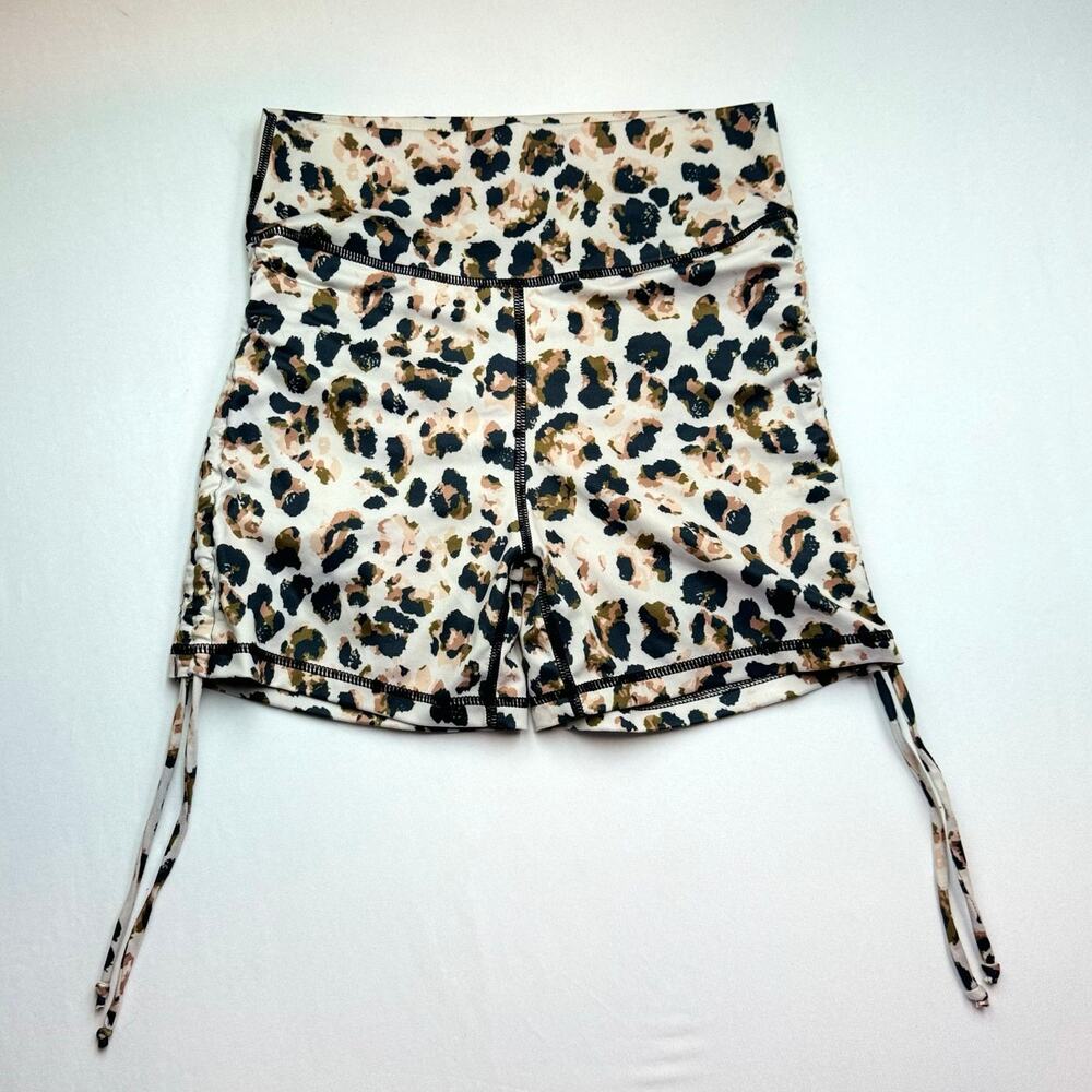 CheriFit Leopard Print Scrunch Butt Workout Shorts Medium High Waist Ruched Gym